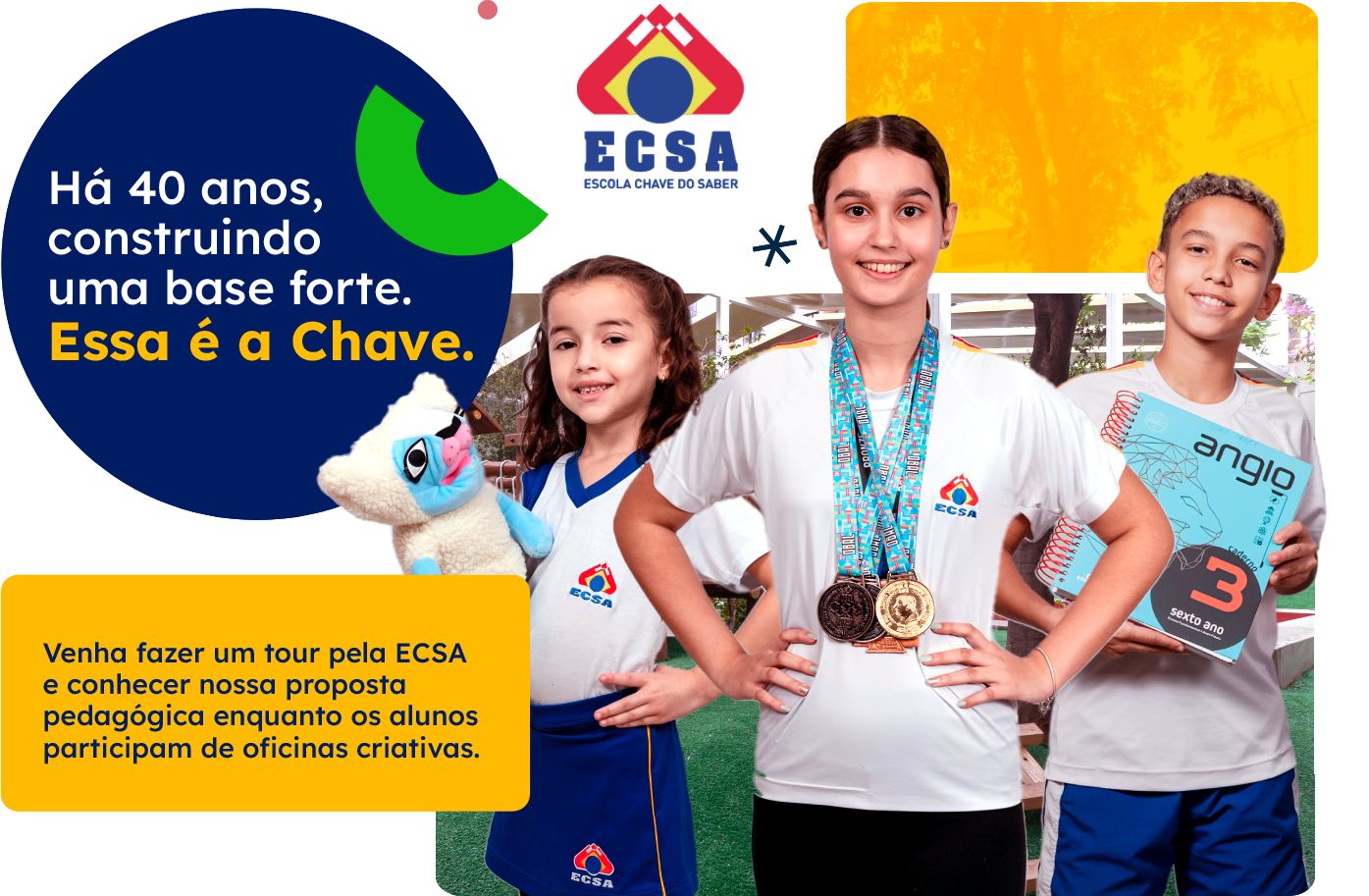 Alunos da ECSA participando de atividades — matrículas 2027